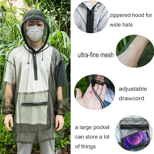 JOYGO FISHAN Mosquito Jacket Bug Jacket Super Light Outdoor Full Protection Clothing Not Cling To Your Skin One Size Fit All