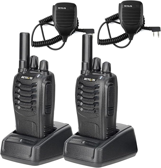 Retevis H-777 Rechargeable Walkie Talkies with Speaker Mic, Long Range 2 Way Radios, Portable FRS Two Way Radios with LED Flashlight(Black, 2 Pack)