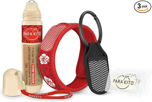 PARA'KITO Mosquito Repellent Bundle - 1 Roll-on | 1 Wristband | 1 Clip (Roll-on + Hawaii + Black)