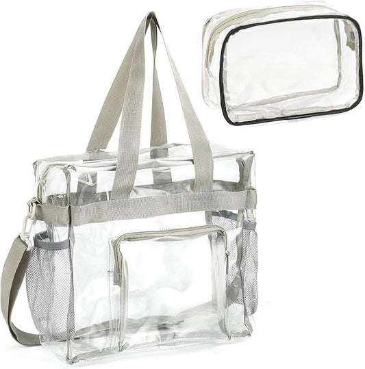 Valleycomfy 2Pcs Clear bags Stadium Approved, Security Travel & Gym Clear Stadium Bags for Work,Sports & Concerts -12 x12 x6