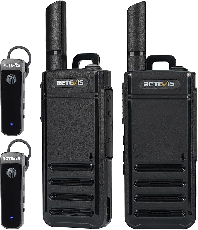 Retevis RB39P Bluetooth Walkie Talkies, Wireless Two Way Radios with Earpiece, FRS, Ultra-Slim, Mini Size, Type-C, VOX, for Camping, Hiking, Biking(2 Pack)
