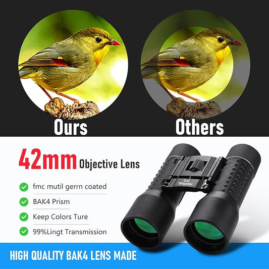 12x42 HD Binoculars for Adults, Professional Large View Binoculars with Clear Low Light Vision, Waterproof for Bird Watching, Hunting, Travel, Hiking, Sports, Concerts