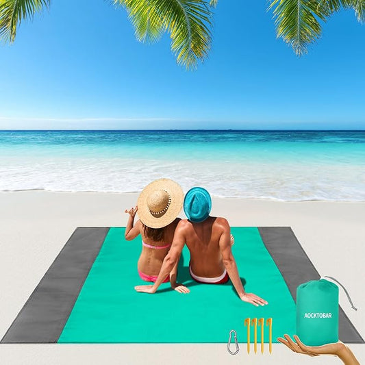 Beach Blanket, 108''*96''(274 * 243cm) Waterproof Sandproof Picnic Blankets for 4-6 Adults, Oversized Lightweight Beach Mat, Big & Compact Picnic Mat for Travel, Camping, Hiking, Beach