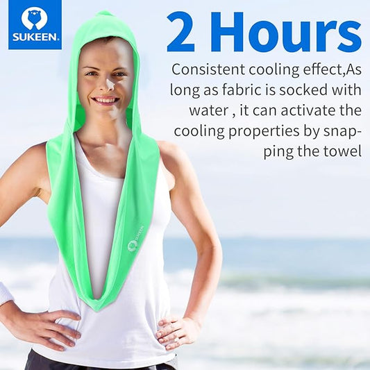 Cooling Hoodie Towel - Stay Cool & Comfortable - Versatile Neck Wrap Scarf & Head Towel - Soft & Lightweight Hoodie Towel - Perfect for Sports & Outdoor Activities