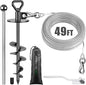 SELEWARE 49 ft Dog Tie Out Cable and Stake, Anti-Rust Dog Anchor with Composed of Stainless Steel Wire Cable for Large Dogs up to 220 lbs, Free Swivel Dog Stake Dog Camping Gear
