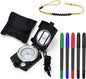 Yeaqee 8 Pcs Land Navigation Kit Includes 5 Military Map Markers Lensatic Military Compass Coordinate Scale and Protractor Pace Beads Counter for Camping, Mountaineering, Climbing, Adventure
