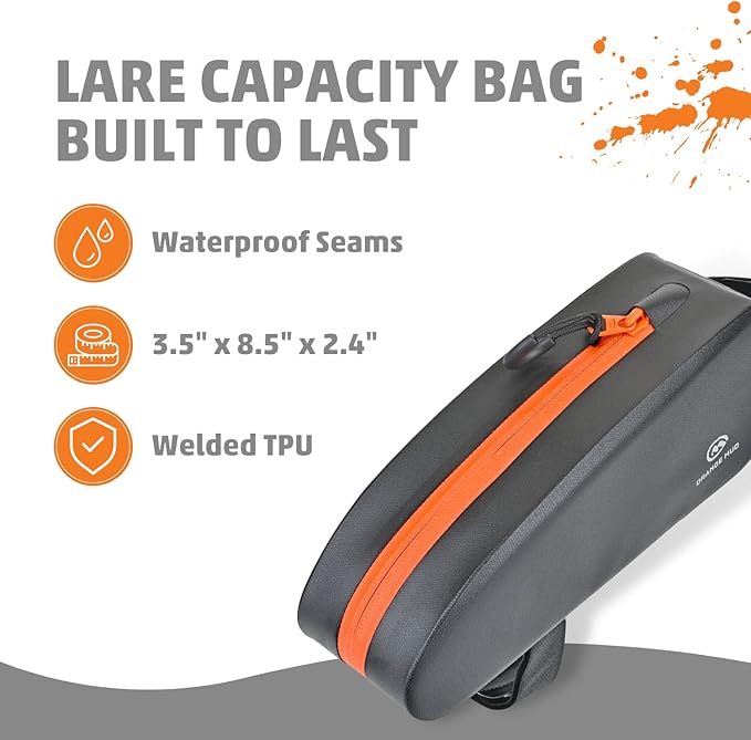 Orange Mud Bicycle Top Tube Bag, Welded, TPU, Black