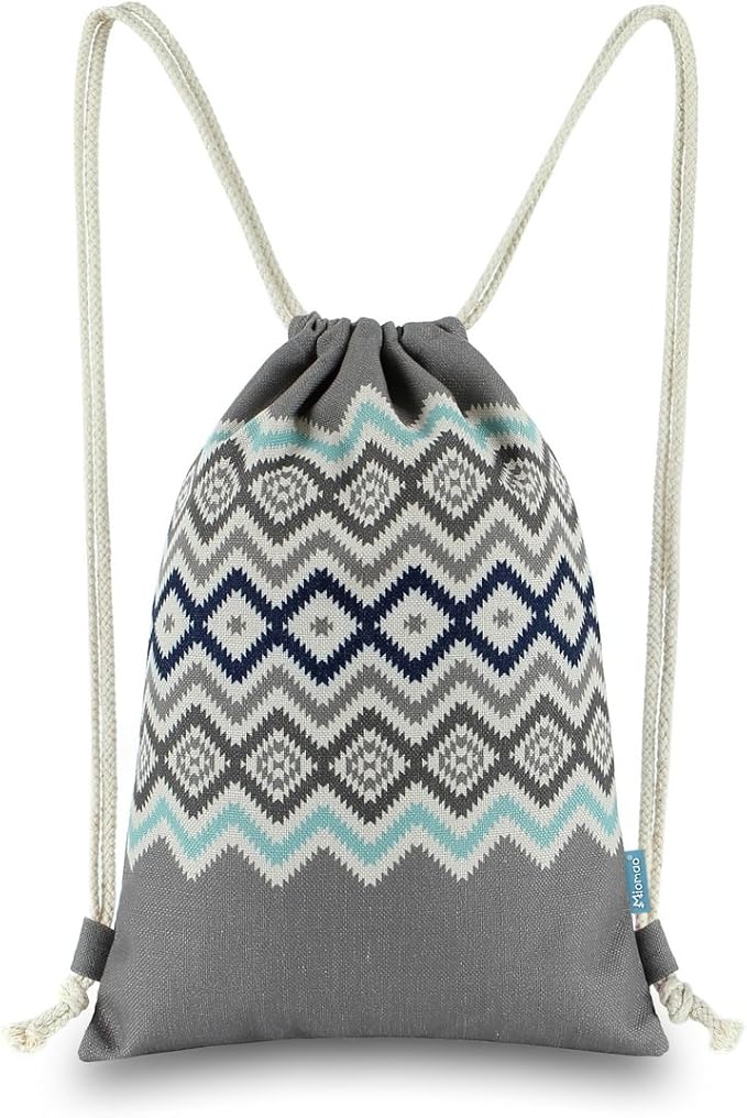 Drawstring Backpack Bohemia Style String Bag Canvas Beach Sport Daypack