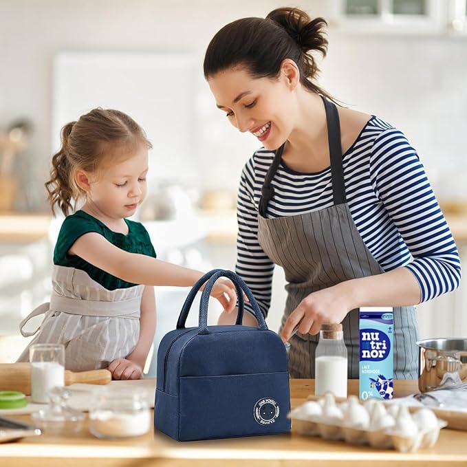 Insulated Lunch Bag for Men & Women - Leakproof Lunch Box for Cooling/Warming, Portable & Small Lunch Bag for Work, Picnic, Travel - Navy Blue