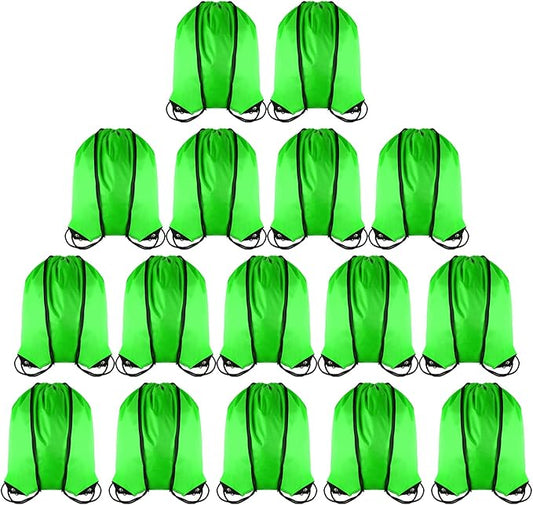 GoodtoU Drawstring Backpack Bags String Sack - Drawstring Gym Bag Cinch Backpacks in Bulk Green 16 Pcs