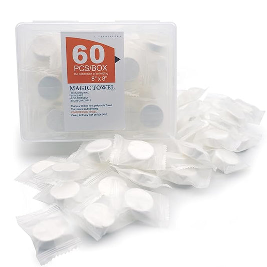 Mini Compressed Towels are Expandable Towels,Compressed Towel Tablets can be Travel Compressed Facial Towels,Camping Compressed Towelettes,Home Beauty Wipes-Soft, Durable,Thickened Reusable(60PCS)