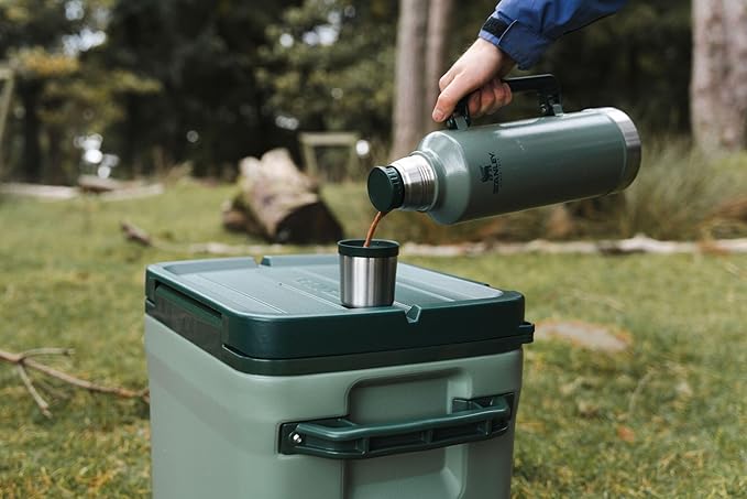 Stanley Classic Legendary Vacuum Bottle 2.5 qt | Wide Mouth with Leakproof Cup Lid | Keep Drinks Hot or Cold | Packable for Travel | Insulated Stainless Steel Thermos | BPA-Free | Hammertone Green
