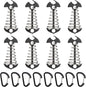 Morobor Black Deck Anchor Pegs, 8 PCS Multifunctional Windproof Aluminium Alloy Fish Bone Tent Stakes with Spring Buckle Portable Wind Rope Anchor Bottle Opener Nut Drill Screwdriver for Outdoor
