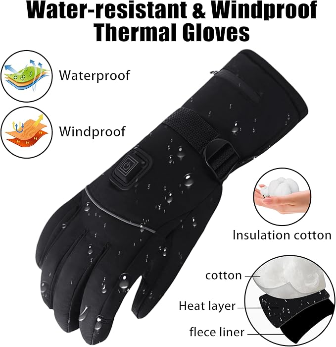 Magnolia Heated Gloves Men Women,Rechargeable Heated Gloves Electric Battery Heated Gloves Winter Gloves for camping Hunting Skiing Arthritis Frostbite Winter outdoor Sports