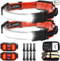 LED Headlamp Flashlight with Case Box 230° Broadbeam Headlight, USB Rechargeable Head Lamp with Red Taillight, Lightweight Waterproof Headlamps for Camping Running Hiking, Hard Hat Headlamp