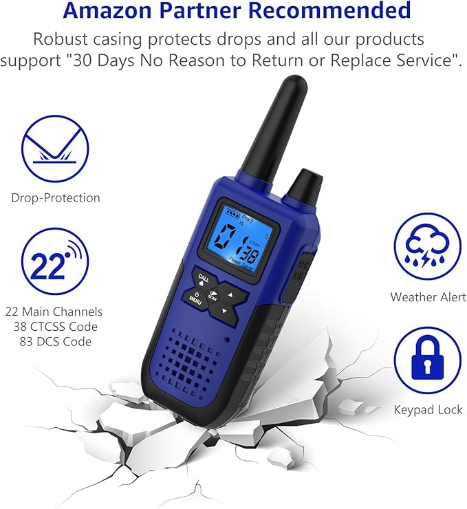 Walkie Talkies Rechargeable for Adults Long Range with Earpiece NOAA Weather Alert, Multi-purpose 2 Way Radio 4 Pack for Team Work Senior Care Kid Adventure Family Camping Hiking Skiing Cruise