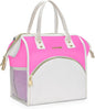 LOKASS Lunch Bag Women Insulated Lunch Box, Wide-Open Lunch Tote Bag Leak-proof Cooler Bag for Work Picnic-（Neon Pink）