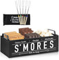 S'Mores Station, Farmhouse Smores Caddy with Handles, Smores Kit for Fire Pit Smores Maker Box, Smores Bar Station with 5Pcs Extendable Marshmallow Roasting Sticks, Camping Essentials Gear Accessories