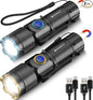 Rechargeable Flashlights High Lumens, Super Bright Small LED Flash Light, 26 Hours Long Lasting, 4 Lighting Modes, Magnetic Zoomable Pocket Flashlight for Emergencies Home Camping (2 Pack)