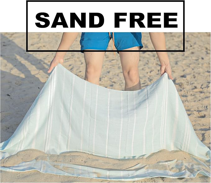 2 Packs Turkish Beach Towels Quick Dry Sand Free Soft Absorbent Adult Oversized Bath Pool Swim Towel Lightweight Thin Fast Drying Over The Lounge Chair Towel Sand Repellent Anti Vacation Essentials