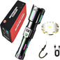 Rechargeable LED Flashlight, 2,000,000 Lumens, Tactical, 5 Modes, Zoomable, IP67 Waterproof, for Camping/Home, Powerful Tactical Flashlight for Emergencies, Camping, Hiking