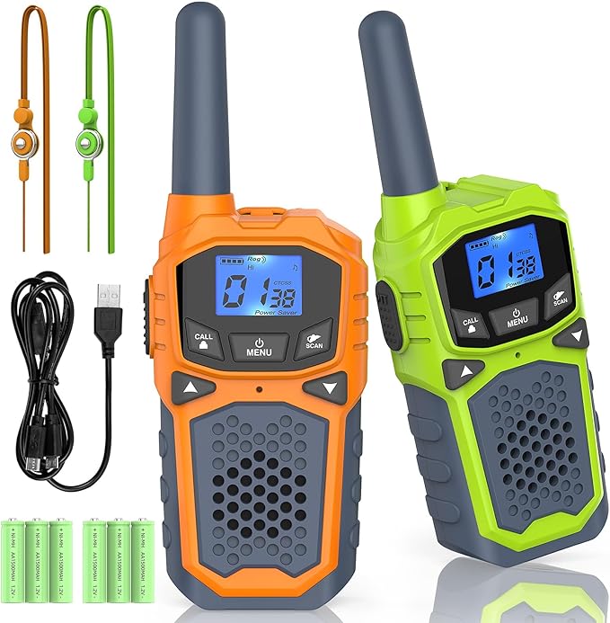 Rechargeable Walkie Talkies for Adults Two Way Radios for Outdoors USB Rechargeable Long Range 22 Channel Adapter, Charger, Battery Included with NOAA & Weather Alerts
