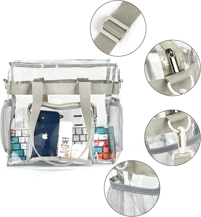 Valleycomfy 2Pcs Clear bags Stadium Approved, Security Travel & Gym Clear Stadium Bags for Work,Sports & Concerts -12 x12 x6