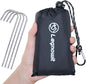 Outdoor Pocket Blanket, Packable Compact Lightweight Blanket Tarp, Small Beach Blanket Sandproof Waterproof, Fast Dry Ground Cover for Picnic Concert Festival Camping, Stakes Included (Black)