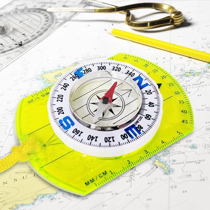 Posinly Advanced Orienteering Compass - Survival Whistle, Map Reading Field Compass for Camping, Hiking & Navigation, Great for Kids