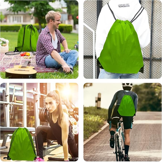 Drawstring Bags 28 PCS Drawstring Backpack Bulk String Backpack Cinch Bag Sackpack for Men Women Gym (Green)