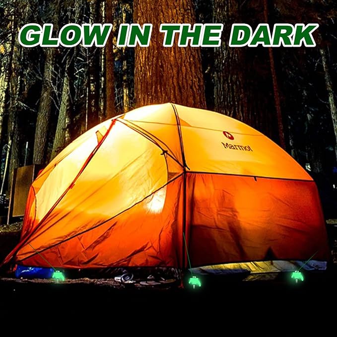 JaGely 40 Pcs 12 Inch Tent Stakes Heavy Duty Ground Anchors Metal Threaded Tent Spikes Non Rust Camping Stake Tent Pegs Screw with Hex Head Driver for Camping Yard Decor Outdoor (Luminous White)