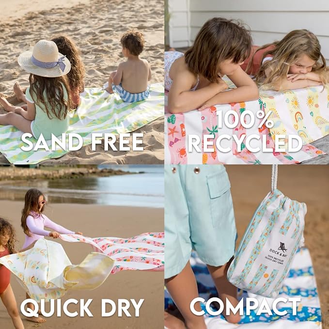 Dock & Bay Quick Drying Towel - for Sports, Gym, Travel, Yoga, Camping, Swimming - Super Absorbent, Compact, Lightweight - 100% Recycled Materials - Includes Bag - Variable Sizes