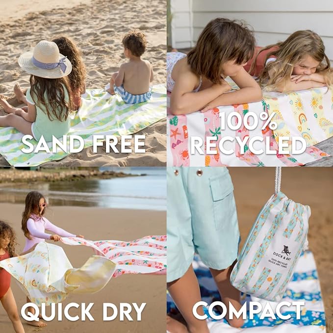 Dock & Bay Quick Drying Towel - for Sports, Gym, Travel, Yoga, Camping, Swimming - Super Absorbent, Compact, Lightweight - 100% Recycled Materials - Includes Bag - Variable Sizes