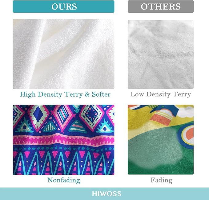 Microfiber Beach Towels Oversized 71"x31", Soft Touch Ultra-Absorbent Quick Dry Sand Free Large Pool Towels with Mesh Bag for Travel Camping Bathroom,Boho-Chic