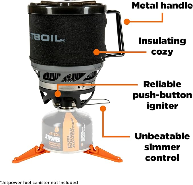 Jetboil MiniMo Camping and Backpacking Stove Cooking System with Adjustable Heat Control