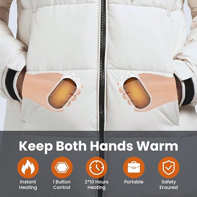 Rechargeable Hand Warmers 2 Pack, Electric Hand Warmer Reusable, 2 in 1 Pocket Portable Hand Warmer Outdoor/Indoor/Hunting/Camping/Working USB Hand Warmers for Men Women Kids