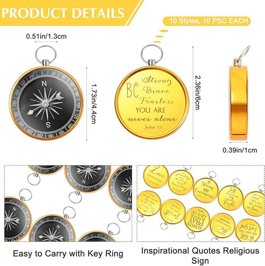 Fumete Christian Gift Compasses Hiking Scripture Religious Bible Vintage Church Sunday School Gift for Student Teacher