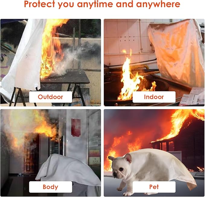 Emergency Fire Blanket for Home and Kitchen Fiberglass Fire Suppression Blanket Great for School Warehouse Camping Car Office Grill (4 Pack, 40 in X 40 in)