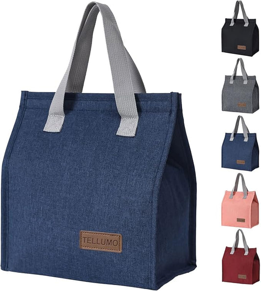 TELLUMO Lunch bag, Insulated Lunch Bag for Women Men Large Lunch Box Container Reusable Leakproof Tote for Office, Work, School, Beach or Travel (Blue)