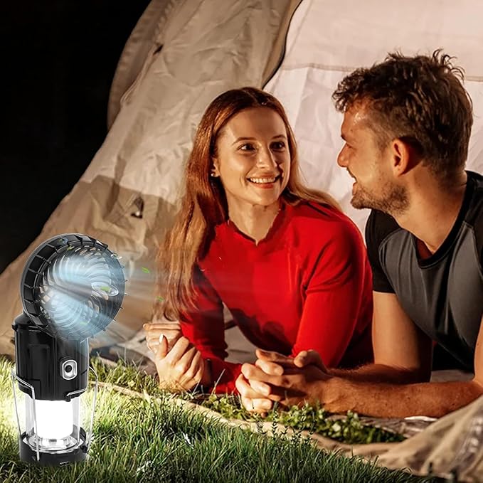 2024 Upgrade Solar Portable Lantern Rechargeable Fan - Collapsible Lightweight LED Camping Lantern for Power Outages Flashlight Survival Kits for Outdoor Tent Emergency Essentials Cool Gifts for Men