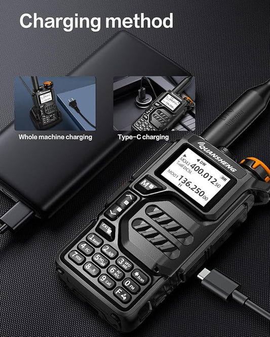 UVK5 AM/FM/DTMF walkie Talkie 200 Channel Type-C Charging Three Frequency Receiving walkie Talkie NOAA Weather Forecast, with Flash VOX Replication Frequency LCD Display