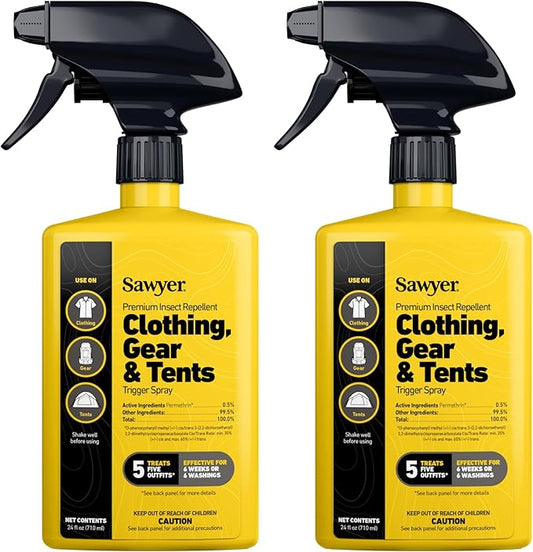 Sawyer Products SP6572 Twin Pack Premium Permethrin Clothing Insect Repellent Trigger Spray, 24 oz,Yellow