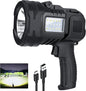 Spotlight Flashlight, 1000,000 Lumens Outdoor Spot Light, LED Rechargeable Spotlight Handheld, 8 Modes with Cob Light, 10800ɱAh, Flashlight for Camping Marine Boating Hunting, IPX6 Waterproof