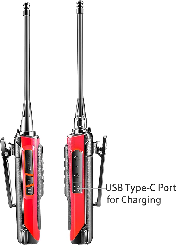 Rechargeable Long Range Two-way Radios with Earpiece 2 Pack Arcshell AR-6 Walkie Talkies Li-ion Battery and Charger included