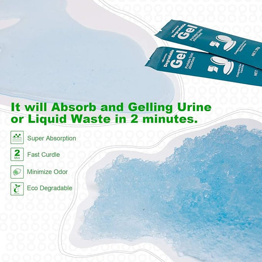 Webetop Degradable Gel Toilet Powder RV Toilet Liquid Waste Treatment Gelling and Deodorizing Powder with Disposal Bags for Camping Toilet, Composting Toilet or Emergency Portable Toilet
