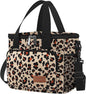 Femuar Lunch Bags for Women/Men, Insulated Lunch Bag for Work Office Picnic - Lunch Cooler Bag Leakproof Lunch Box with Adjustable Shoulder Strap - Leopard Print