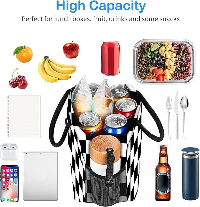 Lunch Bag Lunch Box for Women Men Reusable Insulated Lunch Tote Bag,Leakproof Thermal Cooler Sack Food Handbags Case High Capacity for Travel Work Picnic Beach- Square