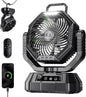 Portable Fan Rechargeable, 20000mAh Battery Powered Fan, LED Light, Remote Controller, Dual-Blade, 90°/270° Swing, 1-3H Timer, Battery Operated fan For Travel Tent Camping Bedroom Office Beach Fishing