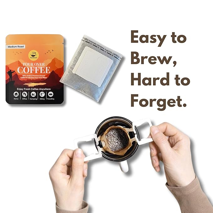 Hachidoori Single-Serve Portable Pour Over Drip Coffee – 7 Ready-to-Brew Packs with Ground Coffee & Filters | Fresh Coffee Anytime – Travel, Camping, Office.