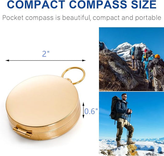 Tebery 2 Pack Classic Copper Clamshell Glow in The Dark Military Survival Gear Compass - Waterproof Luminous Kids Compass for Hiking, Camping, Hunting, Climbing